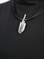 Darkgem - Bergkristall-Anhänger mit Silber Liegerung an doppeltem Lederband III - HAPPYMAKER - White - 10-8183-1-iii