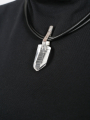 Darkgem - Bergkristall-Anhänger mit Silber Liegerung an doppeltem Lederband III - HAPPYMAKER - White - 10-8183-1-iii