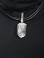 Darkgem - Bergkristall-Anhänger mit Silber Liegerung  an doppeltem Lederband II - HAPPYMAKER - White - 10-8183-1-ii