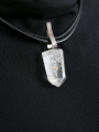 Darkgem - Bergkristall-Anhänger mit Silber Liegerung  an doppeltem Lederband II - HAPPYMAKER - White - 10-8183-1-ii