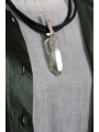 Darkgem - Prasiolith-Anhänger mit Silber Liegerung an doppeltem Lederband II - HAPPYMAKER - Green - 10-8188-1-ii
