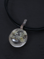 Darkgem - Routilquarz-Anhänger mit Silber Liegerung an doppeltem Lederband - Yellow - 10-8260-1