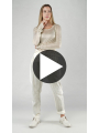 Bois rond - Peint à la main pantalon étroit en coton de lin stretch - 1251110104