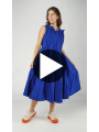 wadenlanges leinen baumwoll stretch kleid