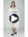 Rundholz Black Label - Gerades weites leinen kleid mit druck - 1253240904
