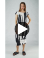 Rundholz Black Label - Schmales baumwolltwill stretch kleid mit streifendruck - 1253390905