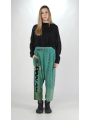 Rundholz DIP - Cotton linen knit pants with placed 3d print - 2252457605
