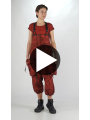Rundholz DIP - Bicolor ultra high waist twill pants with suspenders - 2252600110