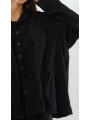 Black label - Elegante schwarze Jacke mit Flockdruck und Reverskragen - 2253391113