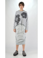 Rundholz Black Label - Short linen knit sweater with placed flock print - 2253720704
