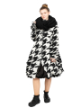 Rundholz - StrickMantel in Ballonform Hahnentritt gekochte Wolle Black Bone Jacquard - 2241687206