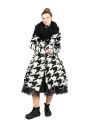 Rundholz - StrickMantel in Ballonform Hahnentritt gekochte Wolle Black Bone Jacquard - 2241687206