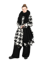 Rundholz - StrickMantel in Ballonform Hahnentritt gekochte Wolle Black Bone Jacquard - 2241687206