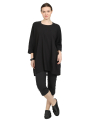 Rundholz Black Label - T-Shirt with 3/4 sleeves and ruffles at the back - black - 1253470503