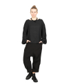 Aequamente - Shirt mit Fransen am Saum aus Viskose und Baumwolle Black