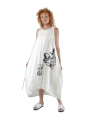 Rundholz Black Label - Weites leinen kleid mit druck - 1253240901