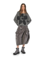 Rundholz Black Label - Hüftlanger Leinen Strick Pullover mit Platziertem Flock Druck - 2253720703