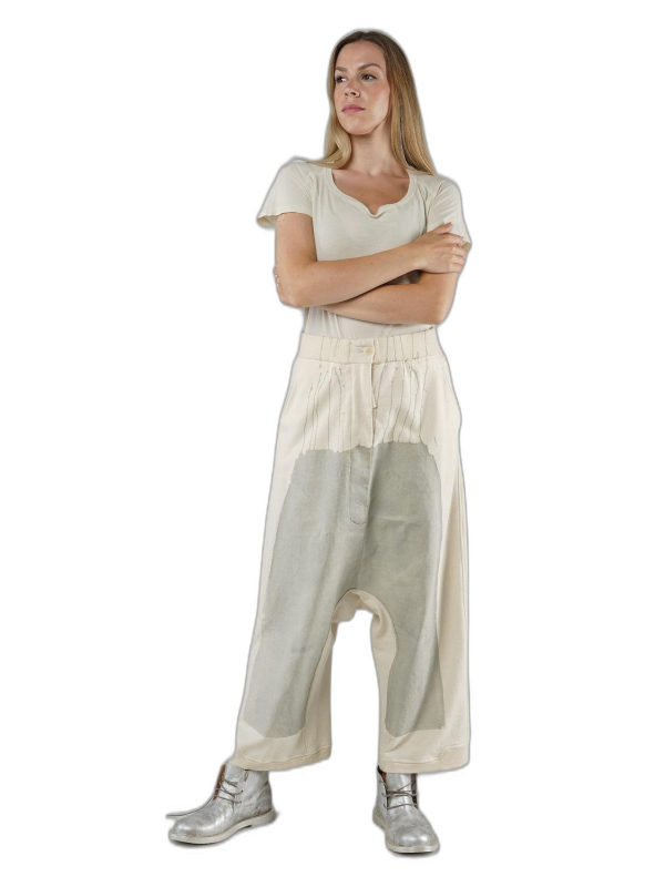 Rundholz - Handbemalte lockere raw french terry hose - 1251270106