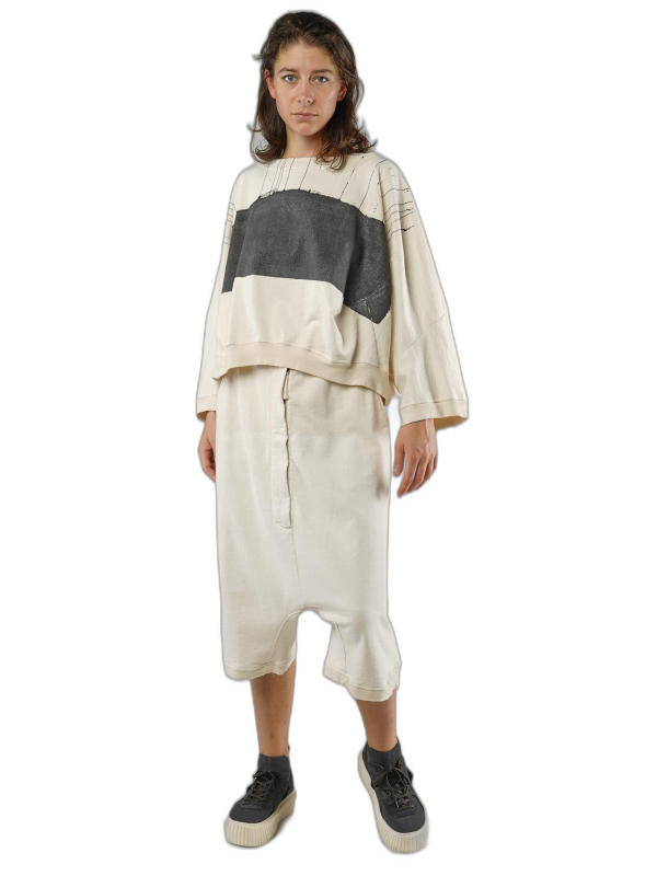 Rundholz - Handbemaltes kurzes raw french terry t-shirt - 1251270502