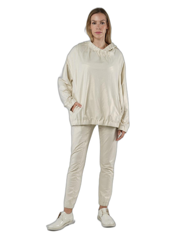 Rundholz - Weites thin french terry t-shirt mit glanz optik - 1251280510