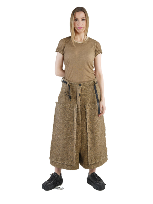 Rundholz - Weite Hose 7/8 Länge mit tiefem Schritt Wollstoff Black Melange - 2241250102