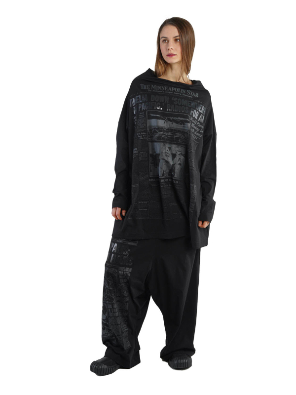 Rundholz DIP - Туника в форме баллон с принтом тон-в-тон Oversize Black Print - 2242300507